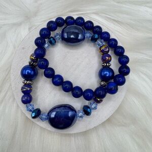 Large Beaded Navy Blue theme Bracelets